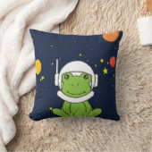 宇宙ヘルメットのクリップアート付きカエル宇宙飛行士動物 クッション (ブランケット)