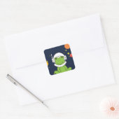 宇宙ヘルメットのクリップアート付きカエル宇宙飛行士動物 スクエアシール (封筒)