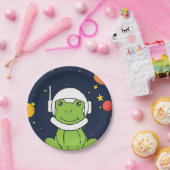 宇宙ヘルメットのクリップアート付きカエル宇宙飛行士動物 ペーパープレート (パーティー)