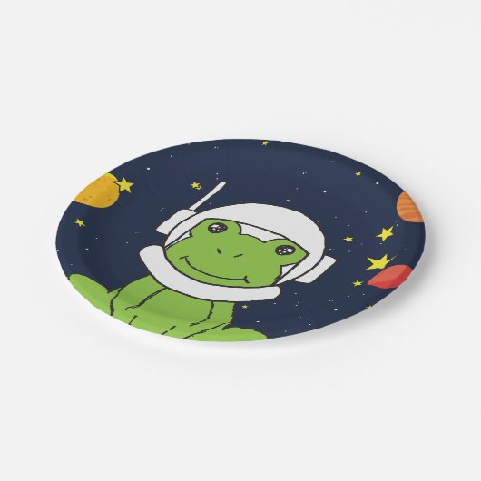 宇宙ヘルメットのクリップアート付きカエル宇宙飛行士動物 ペーパープレート (アングル)