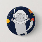 宇宙ヘルメットクリップアートバブ付き猫宇宙飛行士の動物 缶バッジ (正面)