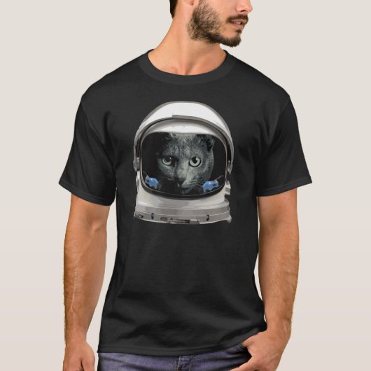 宇宙ヘルメット宇宙飛行士ネコ Tシャツ (正面)