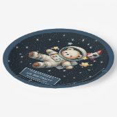 宇宙ベア誕生日プレート小宇宙飛行士用 ペーパープレート (アングル)
