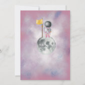 宇宙ベイビーシャワー少女宇宙飛行士ロケットスターパーティー 招待状 (裏面)