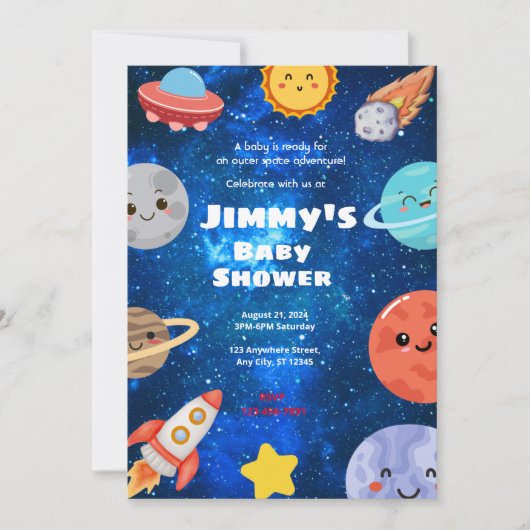 宇宙ベイビーシャワー 招待状 (正面)
