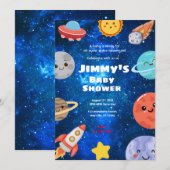 宇宙ベイビーシャワー 招待状 (正面/裏面)