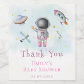 宇宙ベビーガール宇宙飛行士ロケット星赤ちゃんシャワー ワインラベル (シングルラベル)