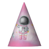 宇宙ベビーガール宇宙飛行士ロケットufoスター誕生日 パーティーハット (正面)