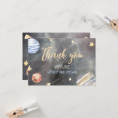 宇宙ベビーシャワーサンキューカード カード (正面/裏面インサイチュ)