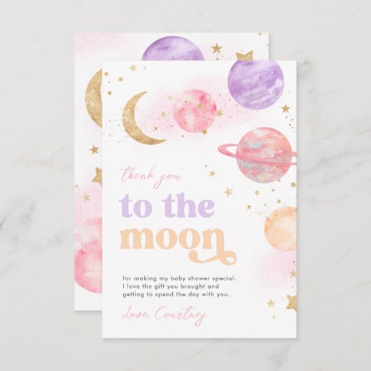 宇宙ベビーシャワーサンキューカード サンキューカード (正面/裏面)