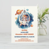 宇宙ベビーシャワーヒューストン男の子がいる 招待状 (スタンド正面)