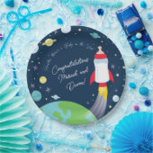 宇宙ベビーシャワーボトルロケット宇宙船 ペーパープレート (パーティー)