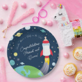 宇宙ベビーシャワーボトルロケット宇宙船 ペーパープレート (パーティー)