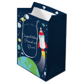 宇宙ベビーシャワーボトルロケット宇宙船 ミディアムペーパーバッグ (正面アングル)