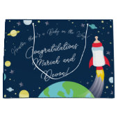 宇宙ベビーシャワーボトルロケット宇宙船 ラージペーパーバッグ (正面)
