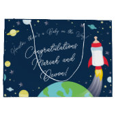 宇宙ベビーシャワーボトルロケット宇宙船 ラージペーパーバッグ (裏面)