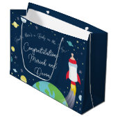 宇宙ベビーシャワーボトルロケット宇宙船 ラージペーパーバッグ (正面アングル)