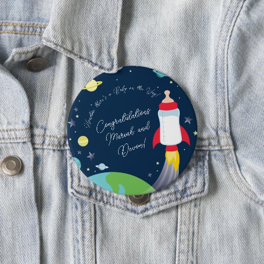 宇宙ベビーシャワーボトルロケット宇宙船 缶バッジ (インサイチュ)