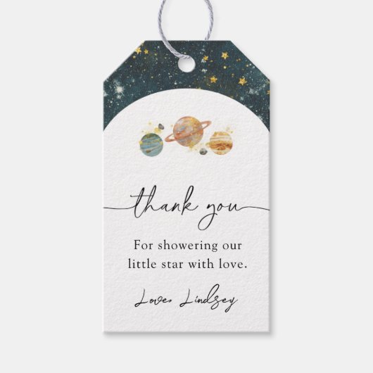 宇宙ベビーシャワーメッセージカード |宇宙シャワー ギフトタグ (正面)