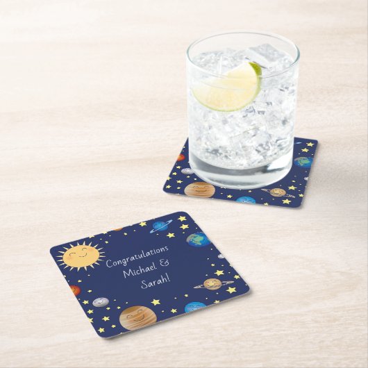 宇宙ベビーシャワー銀河系宇宙スター スクエアペーパーコースター (インサイチュ)