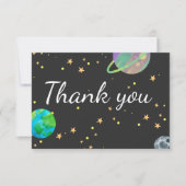宇宙ベビーシャワー、コズミックかわいこちゃん男女兼用、 サンキューカード (正面)
