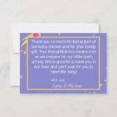 宇宙ベビーシャワー、コズミックかわいこちゃん男女兼用、 サンキューカード (裏面)