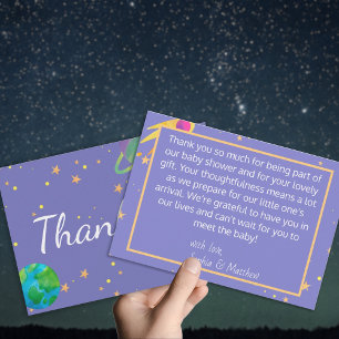 宇宙ベビーシャワー、コズミックかわいこちゃん男女兼用、 サンキューカード