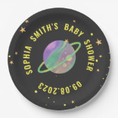 宇宙ベビーシャワー、コズミックかわいこちゃん男女兼用、 ペーパープレート (正面)