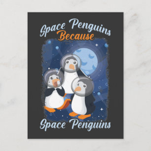 宇宙ペンギン 面白い 宇宙飛行士 かわいい 銀河 動物 ポストカード