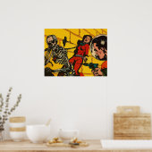 宇宙ホラー – ヴィンテージSF漫画アート ポスター (キッチン)