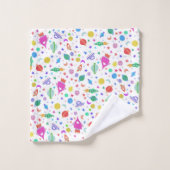 宇宙ホワイトパターンUFOに行こう バスタオルセット (ウォッシュタオル)