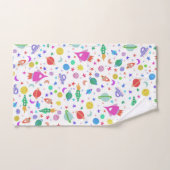 宇宙ホワイトパターンUFOに行こう バスタオルセット (ハンドタオル)