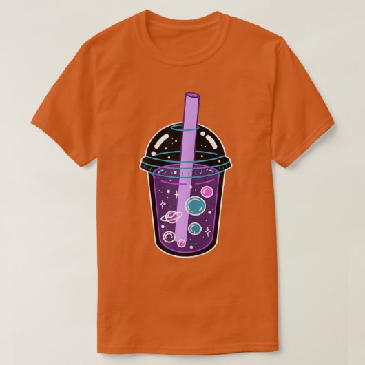 宇宙ボバ茶バブルティー日本のかわいいCu Tシャツ (デザイン正面)