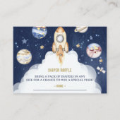 宇宙ボーイズ赤ちゃんシャワーおむつラッフルチケット エンクロージャーカード (正面)