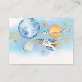 宇宙ボーイズ赤ちゃんシャワーおむつラッフルチケット エンクロージャーカード (裏面)