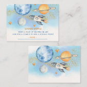 宇宙ボーイズ赤ちゃんシャワーおむつラッフルチケット エンクロージャーカード (正面/裏面)