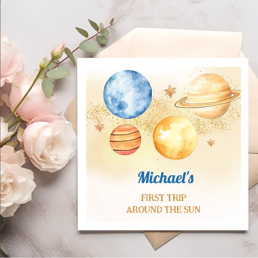 宇宙ボーイセントトリップザのまわりにサン誕生日 スタンダードカクテルナプキン