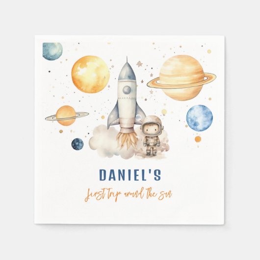 宇宙ボーイセントトリップザのまわりにサン誕生日 スタンダードカクテルナプキン (正面)