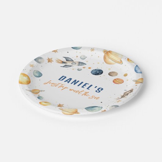 宇宙ボーイセントトリップザのまわりにサン誕生日 ペーパープレート (アングル)