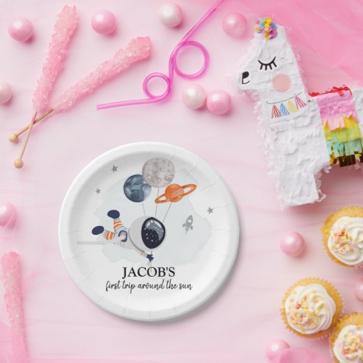 宇宙ボーイセントトリップザのまわりにサン誕生日P ペーパープレート (パーティー)