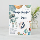 宇宙ボーイフティットブルー誕生日 招待状 (スタンド正面)