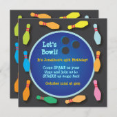 宇宙ボーリングパーティの招待状 招待状 (正面/裏面)
