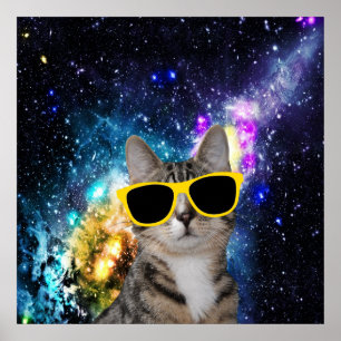 宇宙ポスターの猫 ポスター