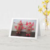 宇宙ポテトカップル空白のグリーティングカード カード (黄色い花)