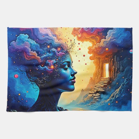 宇宙マインドスケープ芸術 キッチンタオル (横)