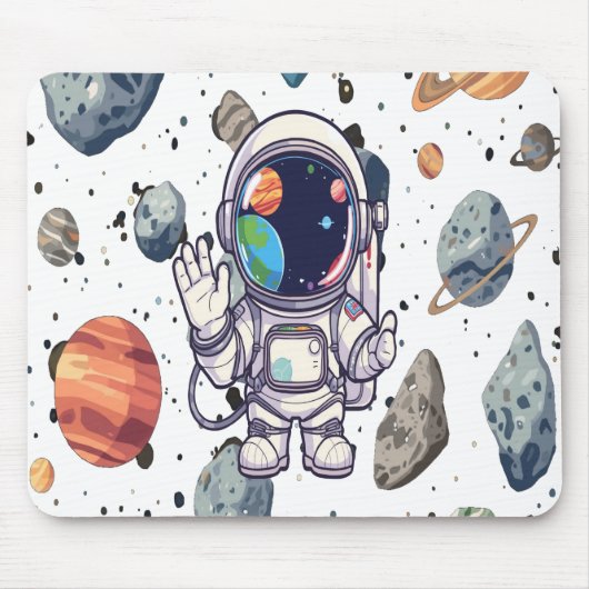 宇宙マウスパッド – 宇宙をテーマにした惑星とロケット マウスパッド (正面)