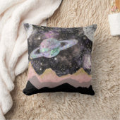 宇宙マウンテンズ金ゴールド星空銀河系惑星 クッション (ブランケット)