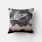 宇宙マウンテンズ金ゴールド星空銀河系惑星 クッション (裏面)