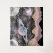 宇宙マウンテンズ金ゴールド星空銀河系惑星 タペストリー (正面)