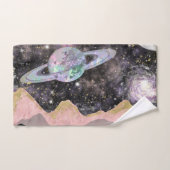 宇宙マウンテンズ金ゴールド星空銀河系惑星 バスタオルセット (ハンドタオル)